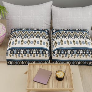 Ottoman pouf, Boho floor pouf ottoman, Handmade moroccan style footstool, Living room decor, Round pouf ottoman, Modern floor pillow,