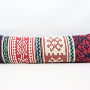 Decorative kilim pillow, Throw pillow, Sofa pillow, Lumbar kilim pillow, Boho decor pillow, Ethnic pillow, 12x42 inches pillow cover 0047