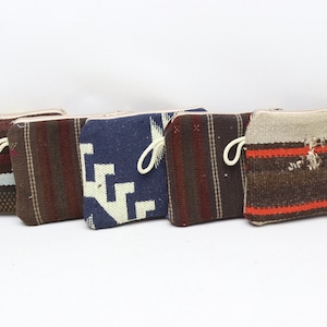 7x9 authentische Geldbörse, Vintage Geldbörse, Damen Geldbörse, Münztasche, Handgemachte Geldbörse, Make-up Tasche, 6 Stück Kelim Geldbörse, türkische Kelim Brieftasche, 0027