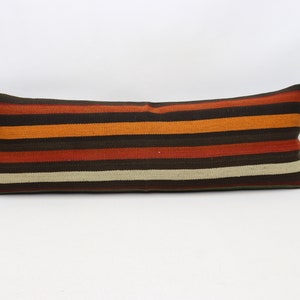 Turkish kilim pillow cover, Handmade lumbar pillow, Tribal pillow, Anatolian pillow, Natural wool pillow, 12x36 inches pillow cover 0096