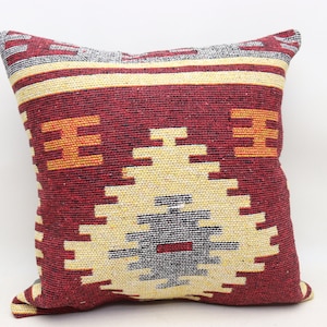 Striped kilim pillow cover, Nomadic kilim pillow, Throw pillow, Decorative pillow, Bohemian sofa pillow, 20x20 inches pillow cover 0432