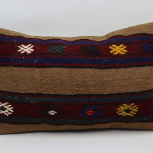 Aztec kilim pillow, Ottoman decorative pillow, Tribal kilim pillow, Turkish pillow, Euro sham kilim pillow, 12x20 inches pillow cover 0281