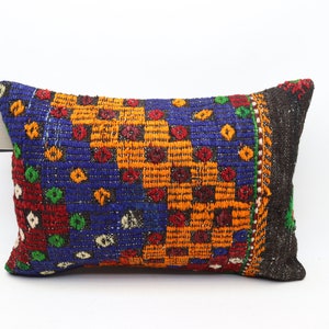 Turkish kilim pillow cover, Rustic decor pillow, Bohemian pillow, Lumbar kilim pillow, Tribal kilim pillow, 16x24 inches pillow cover 0198