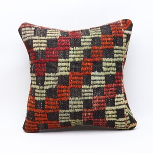 Handwoven throw pillow, Sofa pillow, Handmade kilim pillow, Ethnic kilim pillow, Couch pillow, Boho pillow, 16x16 inches pillow cover 0051