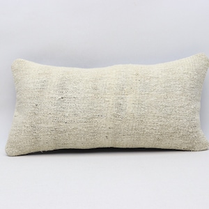 Turkish hemp pillow, Anatolian kilim pillow, Throw pillow, Bohemian pillow, Sofa pillow, Lumbar kilim pillow 10x20 inches pillow cover 0063
