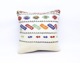 Handmade kilim pillow, Turkish kilim pillow, Boho decor pillow, Throw pillow, Sofa pillow, Turkish pillow, 16x16 inches pillow cover 0176