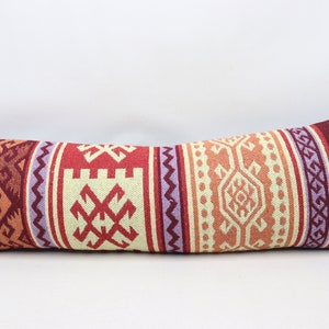 Turkish kilim pillow cover, Handmade lumbar pillow, Tribal pillow, Anatolian pillow, Natural wool pillow, 12x36 inches pillow cover 00082