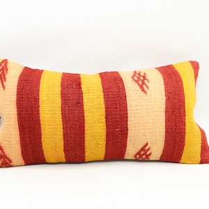 Turkish kilim pillow, Anatolian kilim pillow, Throw pillow, Bohemian pillow, Sofa pillow, Lumbar kilim pillow 10x20 inches pillow cover 0315