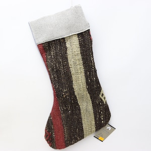 New year decor, Xmas kilim socks, Decorative christmas tree socks, Christmas stocking, 11x18 Christmas gift, Handmade kilim stocking, 0517