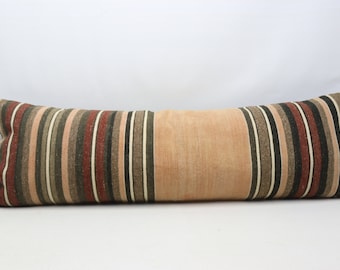 Authentic kilim pillow, Lumbar pillow, Turkish throw pillow, Tribal pillow, Boho decor pillow, Nomadic pillow 16x48 inches pillow cover 0261