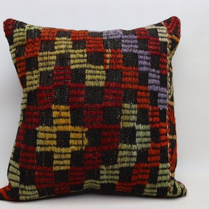 Turkish pillow cover, Kilim pillow, Home decor, Boho decor, Kelim kissen, Nomadic kilim pillow, Couch pillow, 20x20 inches pillow cover 0408