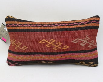 Pillow cover, Handmade kilim pillow, Tribal pillow, Decorative kilim pillow, Home decor, Turkish pillow cover, 8x16 inches pillow cover 0662