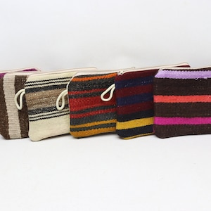 Boho Geldbörse, 7x9 Zoll Frau Kelim Geldbörsen, 6 Stück türkische Kelim Geldbörse, Orientalische handgemachte Tasche, Münzbeutel, Handgemachte Kelim Geldbörse, 0014