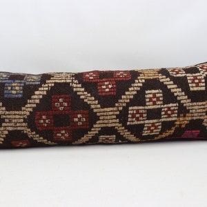 Turkish kilim pillow cover, Handmade lumbar pillow, Tribal pillow, Anatolian pillow, Natural wool pillow, 12x36 inches pillow cover 0305