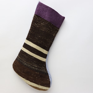 Handwoven vintage kilim decorative stocking, 11x18 christmas socks, Decorative santa socks, Handmade christmas socks, Wall decor socks, 0479