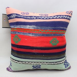 Aztec kilim pillow, Organic kilim pillow, Throw pillow, Tribal kilim pillow, Ethnic kilim pillow, Wool pillow 16x16 inches pillow cover 1257