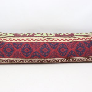 Boho decor pillow, Handmade kilim pillow, Decorative kilim pillow, Lumbar kilim pillow, Rustic kilim pillow, 12x42 inches pillow cover 0064