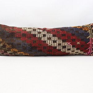 Turkish kilim pillow cover, Handmade lumbar pillow, Tribal pillow, Anatolian pillow, Natural wool pillow, 12x36 inches pillow cover 0149