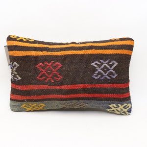Aztec kilim pillow, Ottoman decorative pillow, Tribal kilim pillow, Turkish pillow, Euro sham kilim pillow, 12x20 inches pillow cover 0078