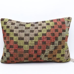 Turkish kilim pillow cover, Rustic decor pillow, Bohemian pillow, Lumbar kilim pillow, Tribal kilim pillow, 16x24 inches pillow cover 0277