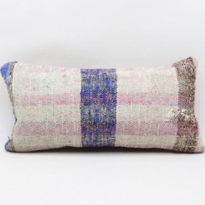 Lumbar pillow, Handmade wool pillow cover, Vintage pillow cover, Rustic pillow cover, Turkish pillow cover, 10x20 inches pillow cover 0019