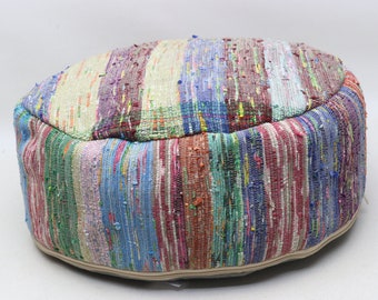 Anatolischer Kelim-Pouf, handgewebter Kelim-Pouf, Bodenkissen, Bodenkissen, Boho-Kissen Azteken-Pouf 50x50 cm und Kissenbezug 10 cm hoch 0395