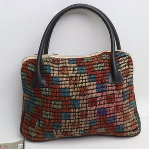 Kelim Tasche, Boho Tasche, Wolle und Leder anatolische Tasche, 10x14"Tasche, Ethnische Taschen, Einzigartige Tasche, Handtasche, Kilim Handtasche, Modetasche, 0094