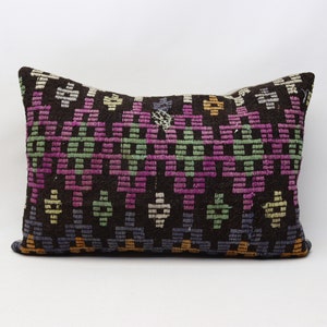 Tribal kilim pillow, Lumbar kilim pillow, Rustic decor, Bohemian pillow, Sofa pillow cover, Tribal pillow, 16x24 inches pillow cover 0031