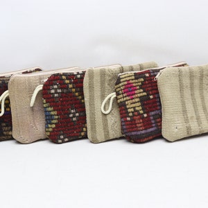 Türkische Kelim-Brieftasche, 200x220 Echte Geldbörse, Vintage Geldbörse, Damen Geldbörse, Münzbeutel, Handgemachte Geldbörse, Make-up Tasche, 6 Stück Kelim Geldbörse, 0019