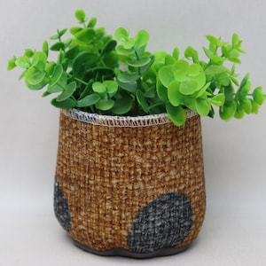 Rustic decor plant cover, Plant essentials, Flower pot cover, Balcony decor, Indoor planter, Storage bag, Boho basket, 5 x 5 inches no32