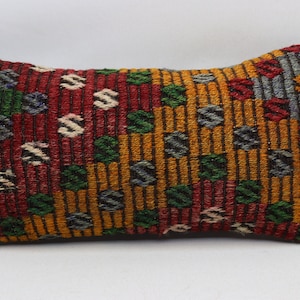 Travesseiro kilim otomano, travesseiro feito à mão, travesseiro de decoração Boho, travesseiro costeiro, capa de almofada de sofá, travesseiro lombar, capa de travesseiro de 10 x 20 polegadas 0188