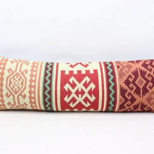 Turkish kilim pillow cover, Handmade lumbar pillow, Tribal pillow, Anatolian pillow, Natural wool pillow, 12x36 inches pillow cover 0073