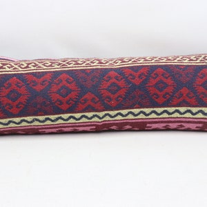 Turkish kilim pillow cover, Handmade lumbar pillow, Tribal pillow, Anatolian pillow, Natural wool pillow, 12x36 inches pillow cover 0244