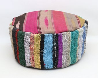 Beanbag, Moroccan pouf, Balcony decor, Kilim floor pouf, Bohemian pouffe, Garden decor pouffe, Floor pillow, 20x20x10 pouf pillow cover 0342