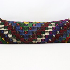 Turkish kilim pillow cover, Handmade lumbar pillow, Tribal pillow, Anatolian pillow, Natural wool pillow, 12x36 inches pillow cover 0154
