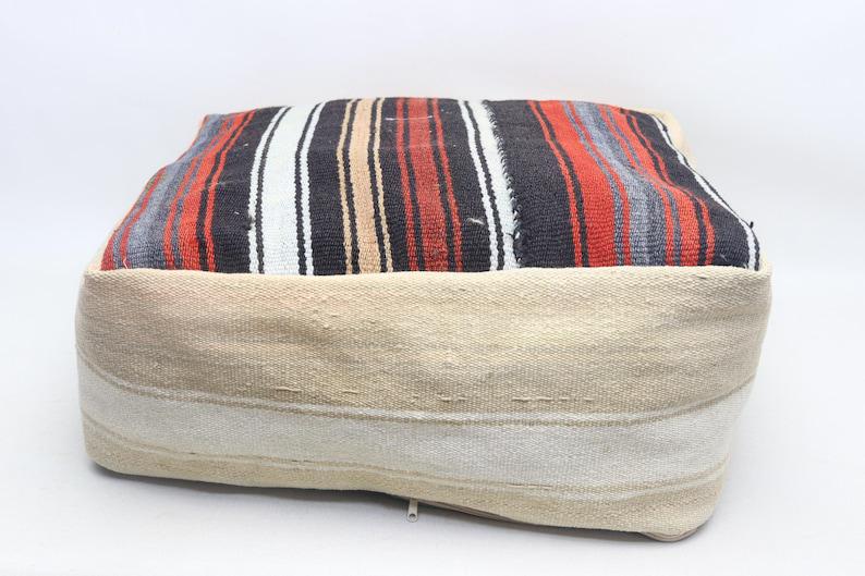 Wool pouf, Turkish kilim pouf, Handwoven pouf, Floor pouf, Moroccan pouf, Decorative pouffe, 24x24 inch and 8 height pouf pillow cover e31