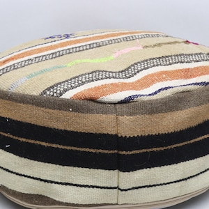 Bohemian pillow pouf, Anatolian pouf, Vintage decor pillow, Tribal floor pillow, Turkish pouf 20x20 inch and 10 height pouf cover 0383