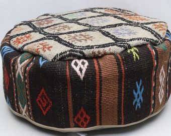 Beanbag, Moroccan pouf, Balcony decor, Kilim floor pouf, Bohemian pouffe, Garden decor pouffe, Floor pillow, 20x20x10 pouf pillow cover 0385