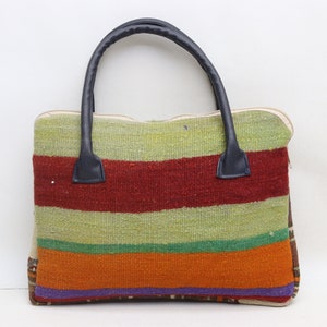 Boho Kelim Tasche, Taschen, Vintage handgemachte Kelim Tasche, Designertasche aus Leder, 10x14 Zoll Kelimtaschen, Damen Accessoires, Seltene Tasche, 0008