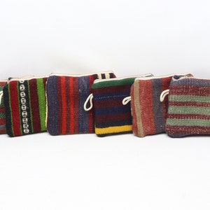 Kosmetiktasche, 6 Stück Türkische Kelim Geldbörse 18x23 cm Handgefertigte Geschenke, Vintage Geldbörse, Boho Geldbörse, Brautjungfer Geschenke, Handgemachte Geldbörse, 0025