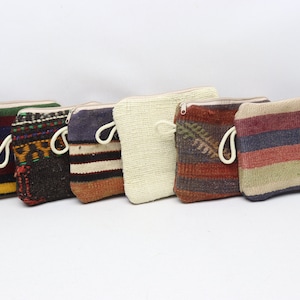 20x300 Handgefertigte Geschenke, Vintage Geldbörse, Boho Dekor Portemonnaie, Brautjungfer Geschenke, Handgemachte Geldbörse, Kosmetiktasche, 6 Stück türkische Kelim Geldbörse, 0033