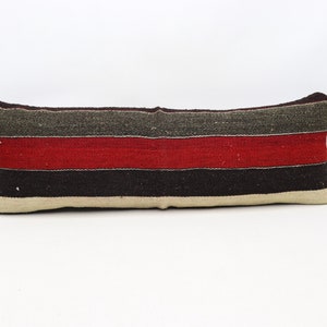 Turkish kilim pillow cover, Handmade lumbar pillow, Tribal pillow, Anatolian pillow, Natural wool pillow, 12x36 inches pillow cover 0173