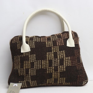 Bolso kilim, Alfombra de lana, Bolso turco, Bolso bohemio hecho a mano, Bolso kilim de lana hecho a mano, Bolso de 25 x 35 cm, Bolsos kilim étnicos, Bolso único, Bolso de mano, 0063