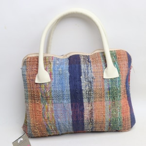 Kelim Tasche, Boho Tasche, Wolle und Leder anatolische Kelim Tasche, 10x14 ""Tasche, Ethnische Taschen, Kelim Tasche, Handtasche, Kilim Handtasche, Modetasche 0119