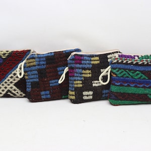 Monedero hecho a mano, Neceser, Monedero de 4 piezas, Monedero turco kilim, Monedero auténtico de 7x9, Monedero vintage, Monedero de mujer, Monedero, 0045