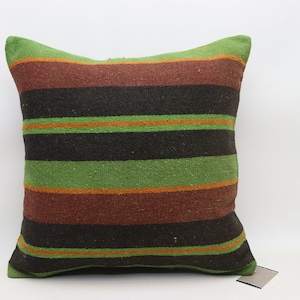 Striped kilim pillow cover, Vintage kilim pillow, Decorative kilim pillow, Turkish pillow, Home decor pillow, 20x20 inches pillow cover 0080