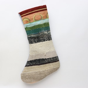 Handmade rustic kilim stockings, Decorative christmas stocking, 11x18 christmas decor, Decorative santa claus socks, Kilim stockings, 0403