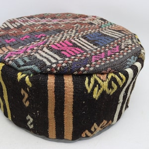 Home decor pouf, Turkish kilim pouf, Square pouf, Handwoven pouf pillow, Moroccan kilim pouf, 20x20 inch and 10 height pillow cover 0225