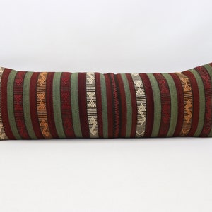 Turkish kilim pillow cover, Handmade lumbar pillow, Tribal pillow, Anatolian pillow, Natural wool pillow, 12x36 inches pillow cover 0099