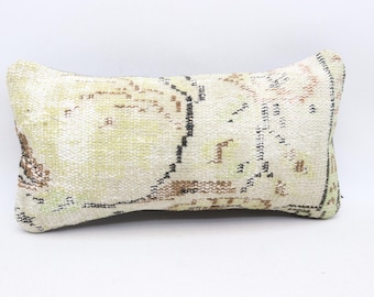 Rug pillow, Handmade throw pillow, Lumbar pillow, Decorative pillow, Turkish couch pillow, Tribal pillow,, 10x20 inches pillow cover 0459